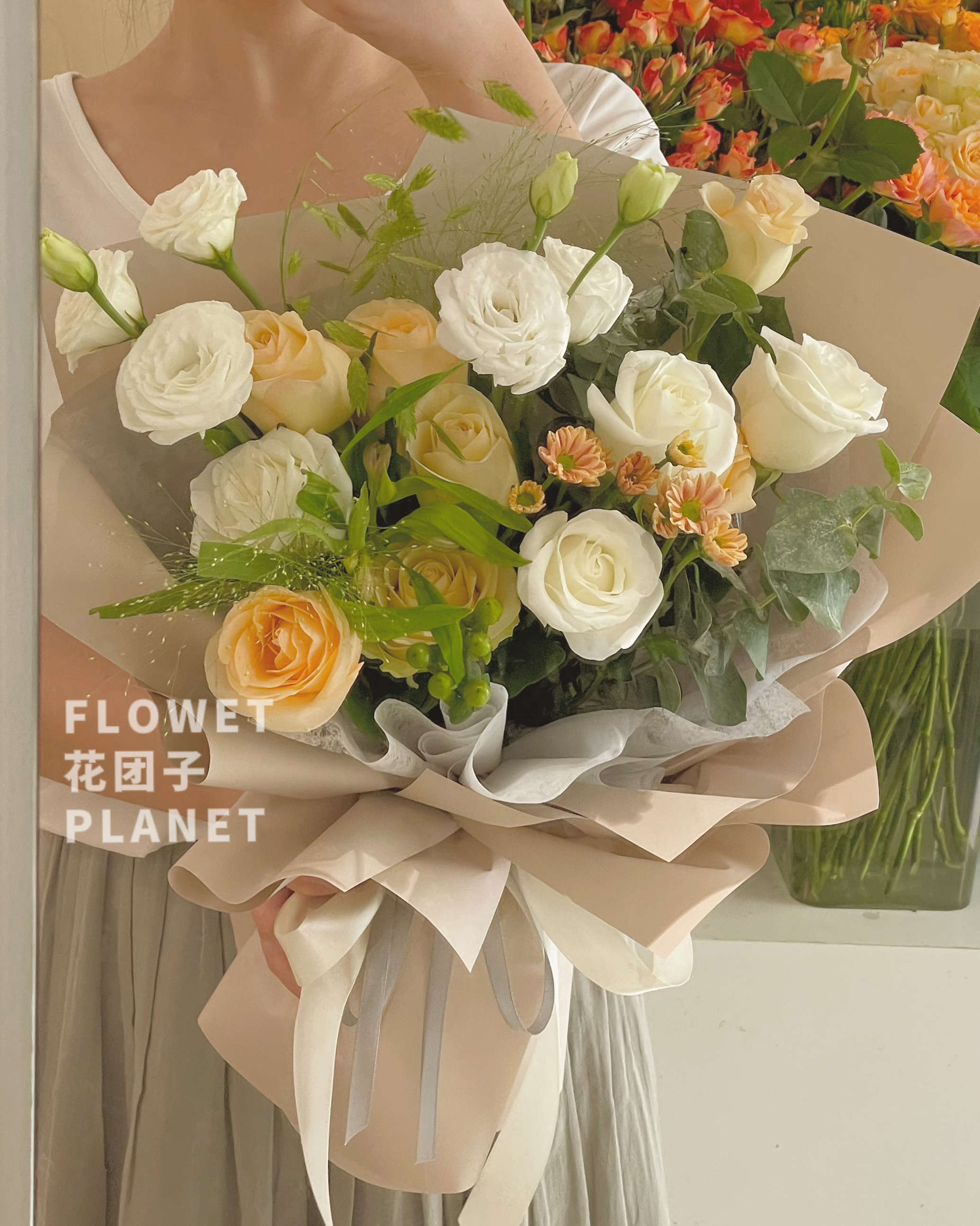 Rose& Eustoma Bouquet （M Size）